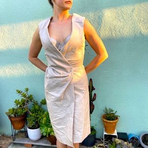Vivienne Westwood Red Label Size 40 (Small) Cream/Beige Midi Wrap Dress NWT
